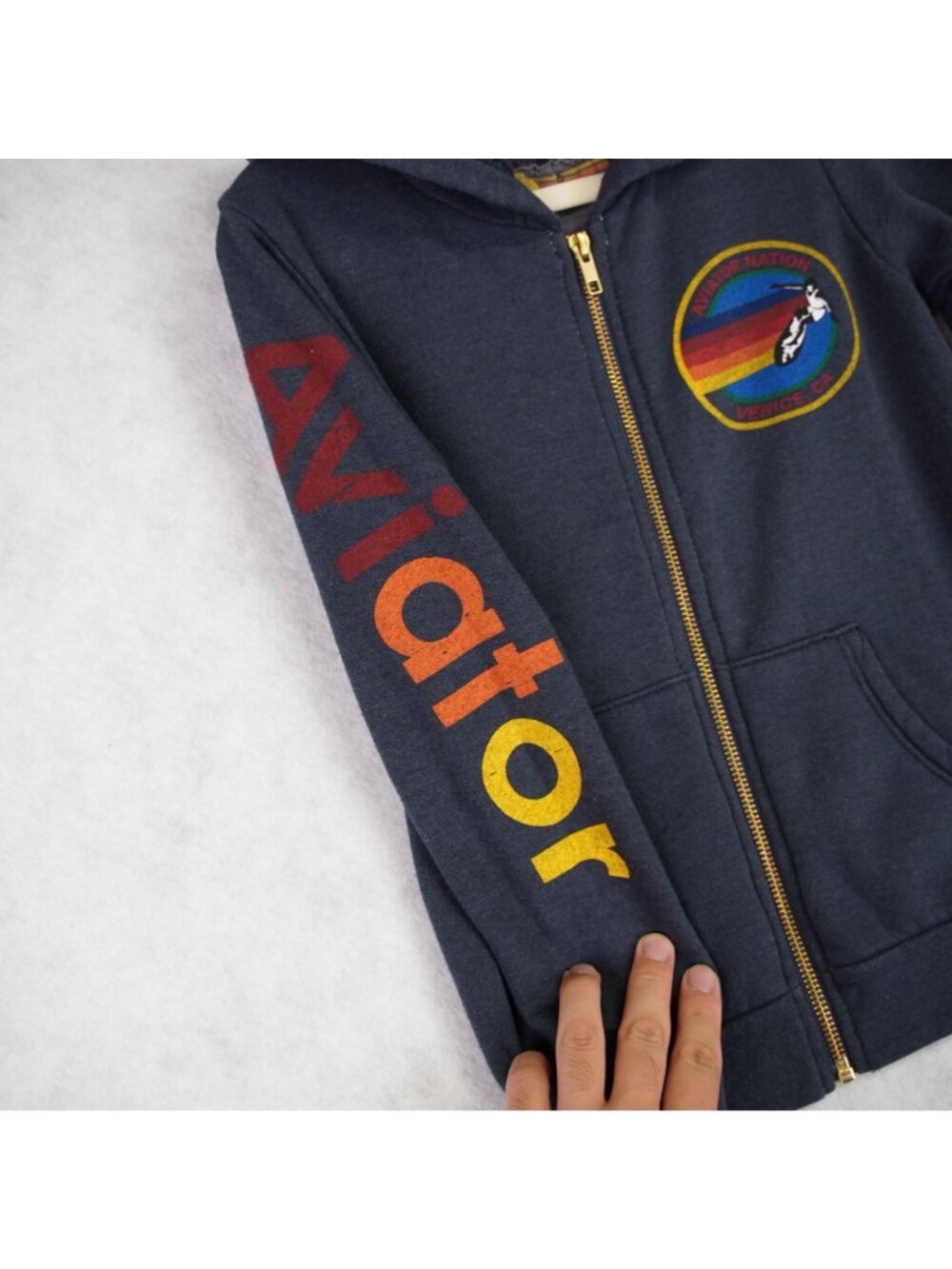 Aviator Nation Kids Venice Rainbow Full Zip Hoodie Boys Size 6 Cotton Blend USA - Picture 4 of 16